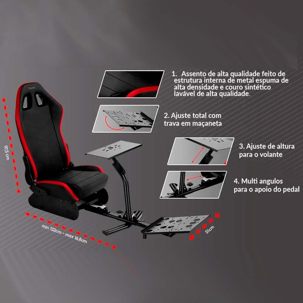 Monza Cockpit Gamer Preto 62000170 Dazz - 4