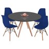 Jogo de Mesa de Jantar Leda Tampo Coverglass 100cm e 4 Cadeiras Eames Dsw - Coverglass Preto - Azu - 2