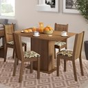 Ver imagem 1 de Conjunto Sala de Jantar Lexy Madesa Mesa Tampo de Madeira com 4 Cadeiras Rustic/Bege Marrom Cor:Rust
