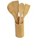 Ver imagem 1 de Kit Utensílios de Bambu para Cozinha com 5 Itens