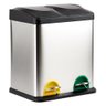 LIXEIRA DUPLA COLETA SELETIVA EM INOX GRANDE 30 LITROS CESTO LIXO 2 DIVISORIAS ECOLOGICO 30L - 6