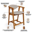 Ver imagem 7 de Banqueta Baixa para Cozinha Sala de Jantar Bancada Cecília L02 Linho Bege - Lyam Decor