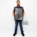 Ver imagem 2 de Quadro Decorativo Caixa Alta com Vidro Abstrato Mármore Elegance Black Gray TaColado Moldura Branca