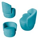 Ver imagem 2 de Kit Namoradeira + 2 Poltronas Decorativa Beatriz Orgânica Suede Azul Turquesa