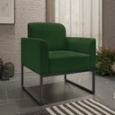 Ver imagem 3 de Conjunto Namoradeira e Poltrona Decorativa Isabella Base Industrial Suede Verde/Preto - Gran Belo