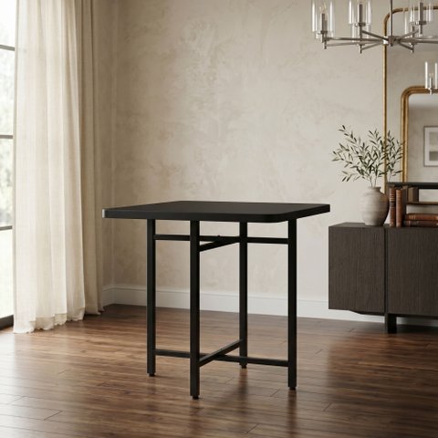 Mesa de Jantar Dobrável Quadrada 86x86cm com Base de Aço Pop Preto
