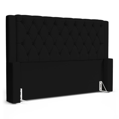 Cabeceira Atena para Cama Box Queen Size 160cm Capitonê com Frame Suede Preto - Desk Design