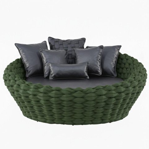 Chaise Munique Tricô Náutico Jardim Piscina Área Verde Musgo