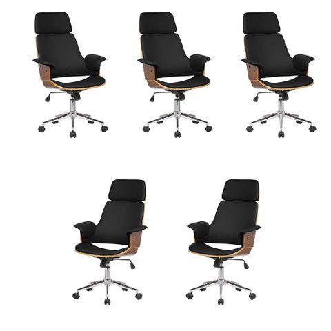 Kit 5 Cadeira de Escritório Home Office Decorativas Casemiro Pu C/regulagem de Altura Base Giratória