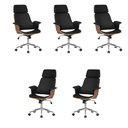 Ver imagem 1 de Kit 5 Cadeira de Escritório Home Office Decorativas Casemiro Pu C/regulagem de Altura Base Giratória