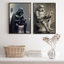 Ver imagem 1 de Kit 2 Quadros Banheiro Divertido do Darth 33x24cm - com Vidro:moldura Branca