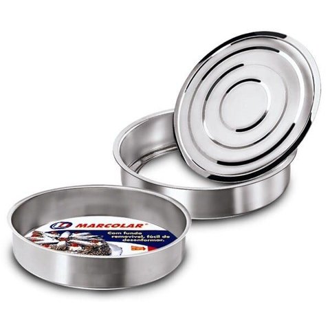 Forma Redonda Fundo Falso em Aluminio Polido