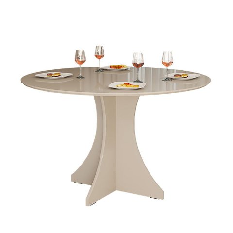 Mesa de Jantar Redonda Elisa 4 Lugares 90x90 Base em X em Mdf - Off White