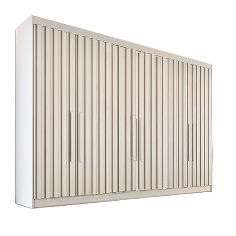 Guarda-Roupa Casal Potente 2,50m 6 Portas Ripadas Off White Off White Europa/Mademarques