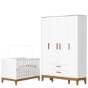 Ver imagem 1 de Guarda Roupa Infantil Flip 4 Portas com Berço Americano Flip Branco Acetinado - Reller