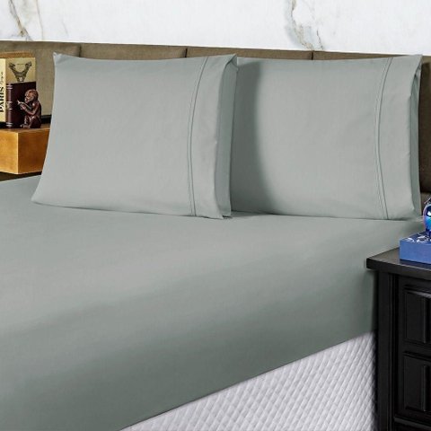 Jogo de Cama Lençol Casal Conforto Percal 300 Fios 3 Peças - Cinza