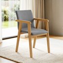 Ver imagem 2 de Kit 2 Cadeiras com Braço para Sala de Jantar Pés Madeira Maciça Flora Cinza/Cinamomo/Linho Prata