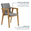 Ver imagem 7 de Kit 2 Cadeiras com Braço para Sala de Jantar Pés Madeira Maciça Flora Cinza/Cinamomo/Linho Prata