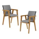 Ver imagem 1 de Kit 2 Cadeiras com Braço para Sala de Jantar Pés Madeira Maciça Flora Cinza/Cinamomo/Linho Prata