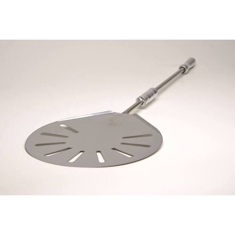 Pá de Pizza Inox Redonda Vazada Cabo Curto