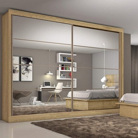 Guarda-Roupa Casal com Espelho 2 Portas 6 Gavetas Sevilha 7774 Made Marcs