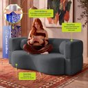 Ver imagem 7 de Sofá Cama Bolge 1,88m Xpand Tech Tecido Bouclê Cinza Escuro Cama Inbox