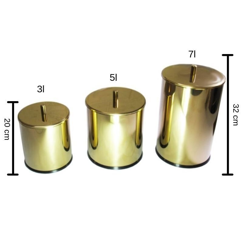 Lixeira Dourada em Aço Inox 3L para banheiro – By Fineza - 3