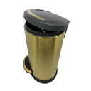 Ver imagem 4 de Lixeira Dourada e preta para banheiro com Pedal em Aço Inox 5L – By Fineza