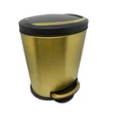 Ver imagem 2 de Lixeira Dourada e preta para banheiro com Pedal em Aço Inox 5L – By Fineza