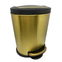 Ver imagem 1 de Lixeira Dourada e preta para banheiro com Pedal em Aço Inox 5L – By Fineza