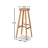 Banqueta Alta Em Madeira Sem Encosto Forte - Natural - 2