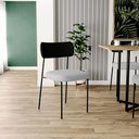 Ver imagem 2 de Kit 02 Cadeiras Estofadas para Sala de Jantar Melina L02 Couríssimo Preto Linho Cinza - Lyam Decor
