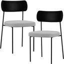 Ver imagem 1 de Kit 02 Cadeiras Estofadas para Sala de Jantar Melina L02 Couríssimo Preto Linho Cinza - Lyam Decor
