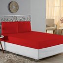 Ver imagem 1 de Jogo de Cama Casal Viúva Nobre 3 Peças Malha 100% Algodão - Vermelho