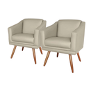 Ver imagem 2 de Kit 2 Poltronas Decorativas Corino para Escritório Recepção Bege
