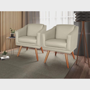 Ver imagem 1 de Kit 2 Poltronas Decorativas Corino para Escritório Recepção Bege