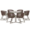 Ver imagem 1 de Mesa com 6 Cadeiras de Jantar Roma 120cm e Noronha em Alumínio Marrom Corda Náutica Estofado 5 Trama