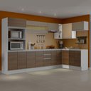 Ver imagem 3 de Kit Armário de Cozinha de Canto Reto 2 Portas e Nicho com Tampo 100% MDF Branco/Rustic/Crema Smart Madesa