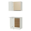 Ver imagem 1 de Kit Armário de Cozinha de Canto Reto 2 Portas e Nicho com Tampo 100% MDF Branco/Rustic/Crema Smart Madesa