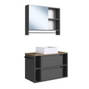 Ver imagem 1 de Conjunto para Banheiro Gabinete Suspenso 80cm com Cuba Espelheira com Toalheiro Cj8010.20 Mel/