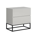 Ver imagem 1 de Mesa de Cabeceira Quarto Casal Lateral Cama Eros Off White 45cm Estilo Industrial Base Ferro Preto