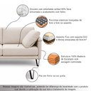 Ver imagem 3 de Sofá Sala de Estar Atena Fixo Pés de Ferro 194cm 3 Lugares Linho Off White M1 - Monari Design