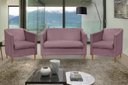 Ver imagem 2 de Kit Namoradeira e 2 Poltronas Titânio Suede Rosê