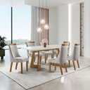 Ver imagem 1 de Conjunto Sala de Jantar Mesa Moscou 1,80m e 6 Cadeiras Moscou Linho Cz Claro