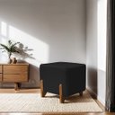 Ver imagem 2 de Puff Retangular Pé de Madeira Decorativo para Sala Orgânico Confortável e Reforçado Bouclé