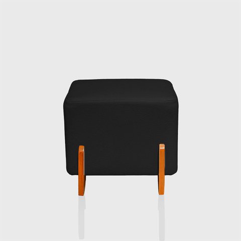 Puff Retangular Pé de Madeira Decorativo para Sala Orgânico Confortável e Reforçado Bouclé