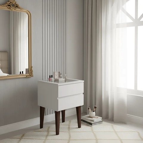 Mesa de Cabeceira Penteadeira Mesa Lateral de Apoio Branco Laca
