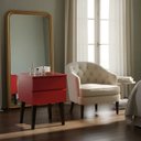 Ver imagem 1 de Mesa de Cabeceira Penteadeira Mesa Lateral de Apoio Vermelho Laca