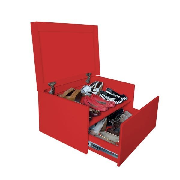Sapateira Box Baú Caixa Organizadora para Sapatos Vermelho Laca
