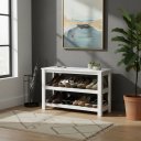 Ver imagem 1 de Sapateira Banco de Piso para Closets e Quartos 8 Pares Sapatos Branco Laca